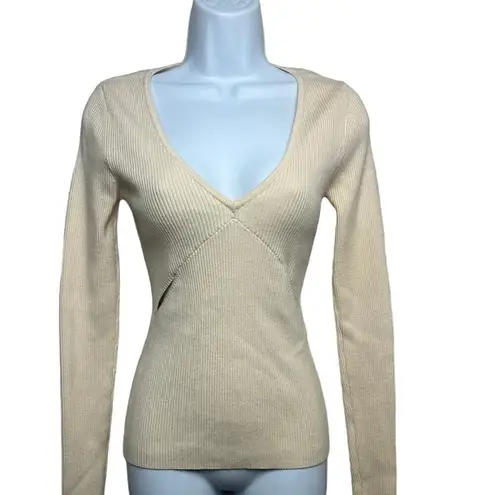 Camila Coelho Cream Ribbed Cutout Sweater Sz. S