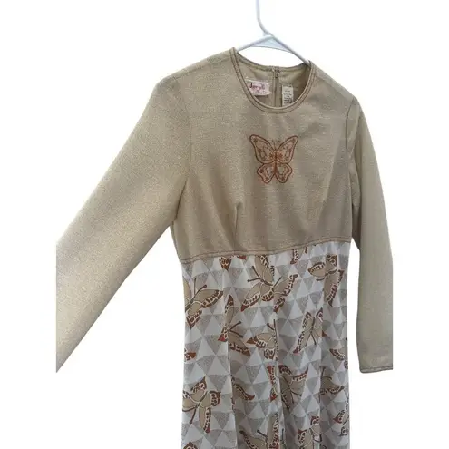 Vintage Jerell of Texas butterfly dress brown & tan medium