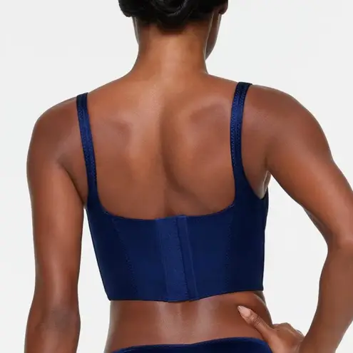 SKIMS Stretch Satin Corset in Neptune, Size Small