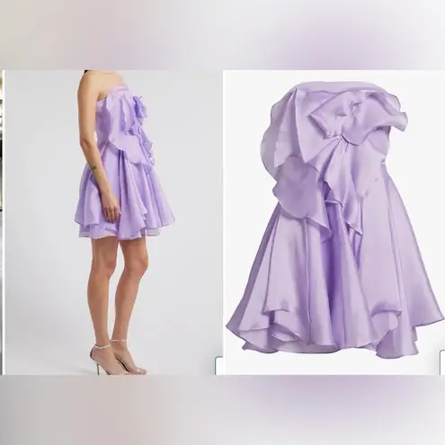 NWOT Sonya Moda Rosa Strapless Silk Lilac Purple Organza mini Dress sz S