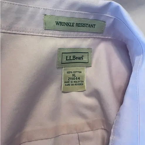 L.L.Bean  Women Cotton Top XL Pale Purple Button Up Minimalistic Workwear Preppy