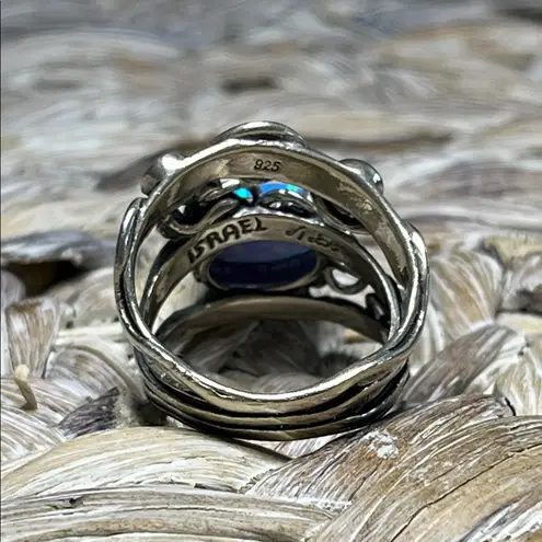 Israeli Artisan Blue Opal Ring in Silver Setting