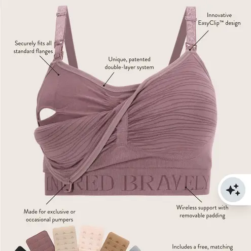 Kindred Bravely Sublime Hands Free Pumping & Nursing Bra Pink Heather Size XXL