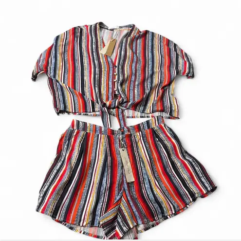 Mustard Seed Colorful Striped‎ Top/Short Set