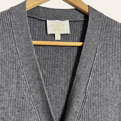 Torn By Ronny Kobo Vianne Gray Button Front Wool Knit Cardigan Sweater Dress M