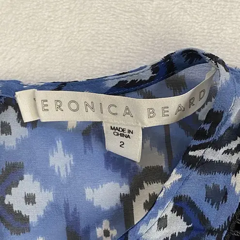 Veronica Beard Cabo Boho Paisley Printed Silk Blouse Sz 2 Back Zip Long Sleeve