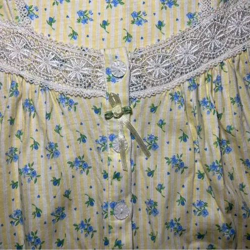 Vintage Ashley Taylor Yellow Floral Lace Nightgown Dress Womens M Cottagecore Size M
