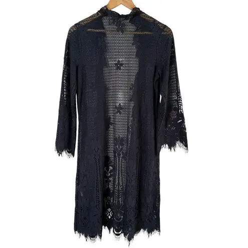 Soft Surroundings Lace Open Front Long Cardigan in Black, Size XS - Image 8