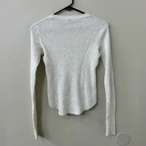 margaret o'leary Margaret O’Leary Shirtail Waffle Crew Sz M Light Cream Color