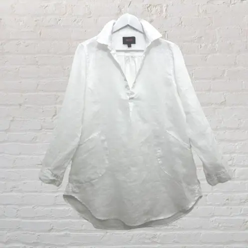 Cynthia Beachwear White Linen Cover Up Tunic Size M Size M