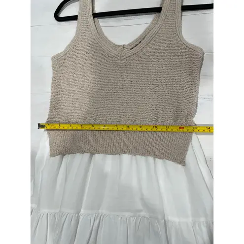 Elan Women's Dress Knit Tank Top White Tiered Maxi Dress Size M Medium