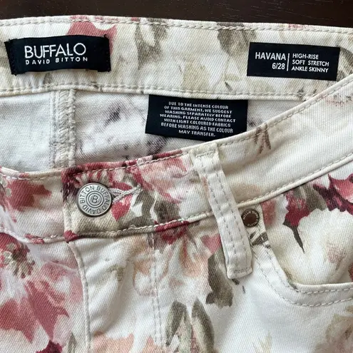 Buffalo David Bitton Floral High Rise Soft Stretch Havana Ankle Skinny Jeans, 6
