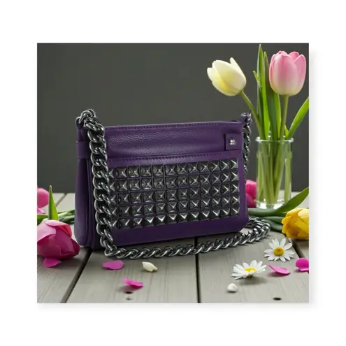 Y2K: new Tylie Malibu 𢻠Runaway Rockstud Simone Cross Body Bag 𢻠Purple Leather