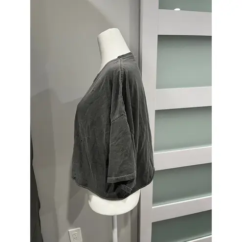 Blondie Rock Band Graphic Crop Top Distressed Grey S M Gray