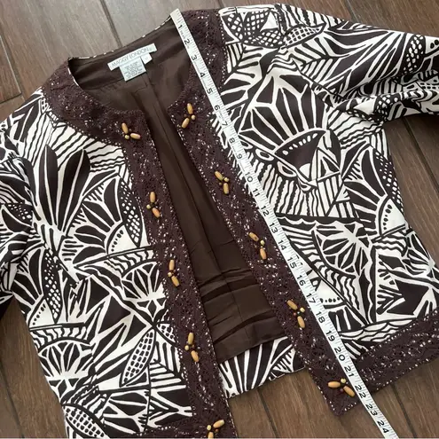 Maggy London Vintage Open Front Brown and White Blazer size 12