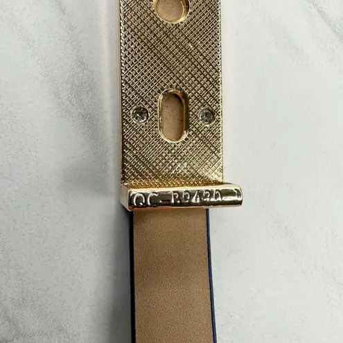 Blue Skinny Faux Leather Belt Gold Hardware Small Medium S/M ✨