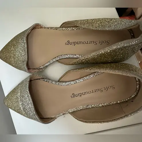 Soft Surroundings Gold Glitter Women's Flats size 9 gold yellow shoes
