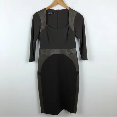 Rickie Freeman Teri Jon Sheath Dress Faux Leather Brown Size 4