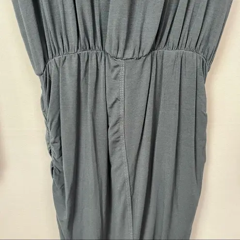Hard Tail Blue Gray Ruched Cinched Side Long Sleeve Knee Length Dress S