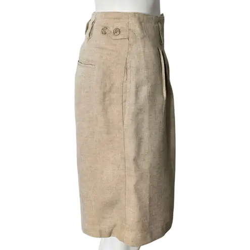 Ashworth Vintage Deadstock 80s Natural Pleated Linen Blend Bermuda Shorts Size 8