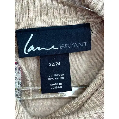 Lane Bryant  Women's Size 22/24 Pullover Sweater  Tan Short Sleeve Back Key Hole