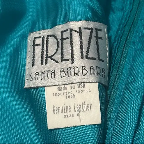 Firenze Santa Barbara Vintage Women’s 4 Teal Blue Green Leather Straight Skirt