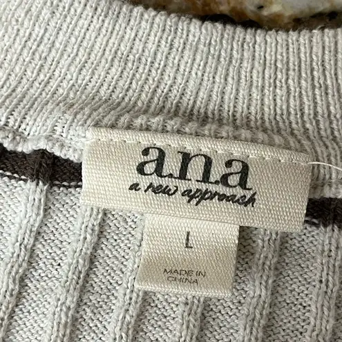 a.n.a  Stripped Ribbed Vneck Sweater Womens Nautical Preppy Cropped Old Money L