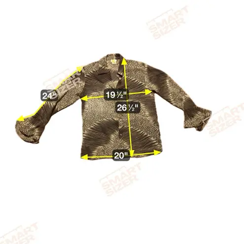 Studio Spa Sheer Animal Print Top, Women's Size 8, Vintage Begauze Brown Black