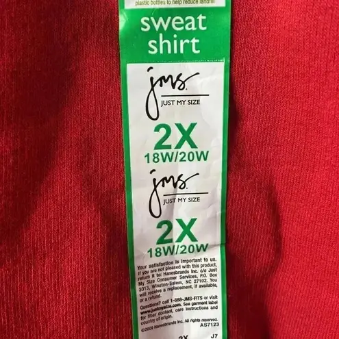 Just My Size NWT JMS ECOSMART SOFT SWEATS WOMEN PLUS SIZE 2X(18/20) RED SWEATSHIRT FLEECE…