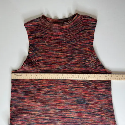 By Anthropologie Tami Sleeveless Knit Tunic Size 2X Space Dye Colorful Slit Fall Red