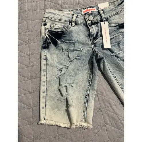 Dollhouse Denim Jean Shorts Womens Juniors Size 1 Distressed Light Washed NWT