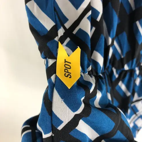 Leota Womens Helene Peplum Top Criss-Cross Scoop Neck Sleeveless Stretch Blue XL