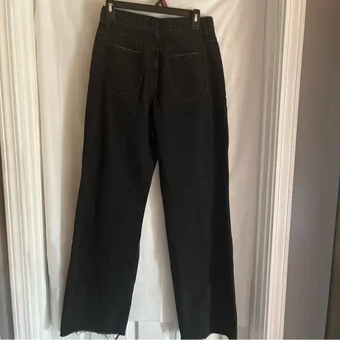 Ymi Black Denim Jeans Junior Size 9 High Rise Wide Leg Hipster Punk Edgy Grunge
