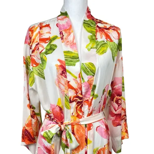 Natori Women’s Classic Colorful Floral Printed Tie Robe Size Medium