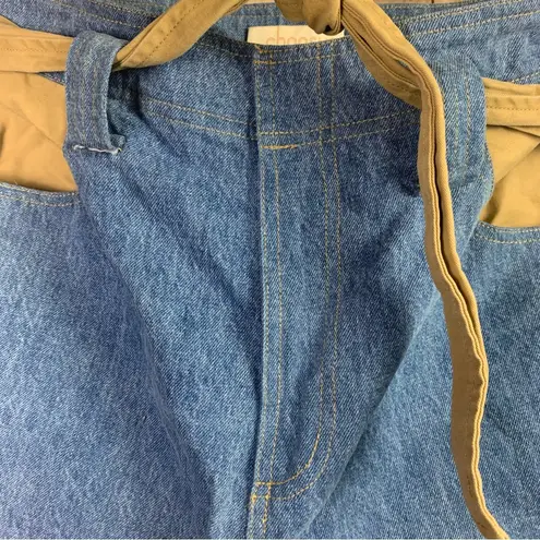 Choosy Blue and Tan Denim Jean Shorts with Bow Belt Size 10