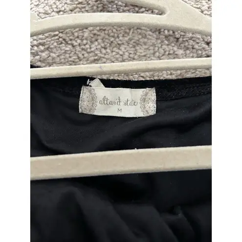 Altar'd State Altar’d State Black Ruffle Velvet Off The Shoulder Bodysuit Size Medium