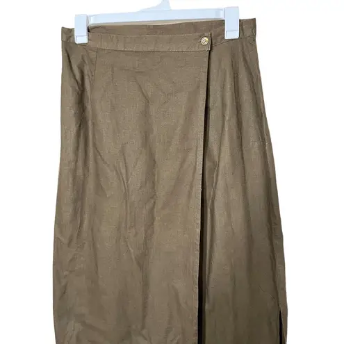 Marla Kim Skirt Womens Size XL Olive Green Wrap Maxi Embroidered Vintage Boho