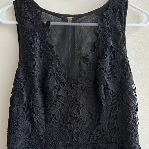 Betsy and Adam  Lace Crochet Peplum Dress with Black Pencil Skirt, Size 10