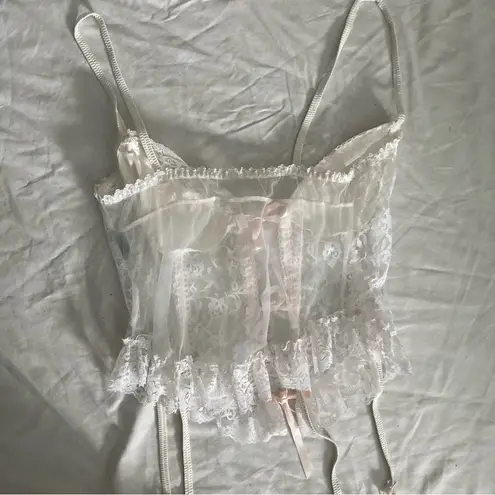 American Vintage Vintage Nan Flower Corset Top With Fishnets Tagged Large Fits Like a Medium - Image 7