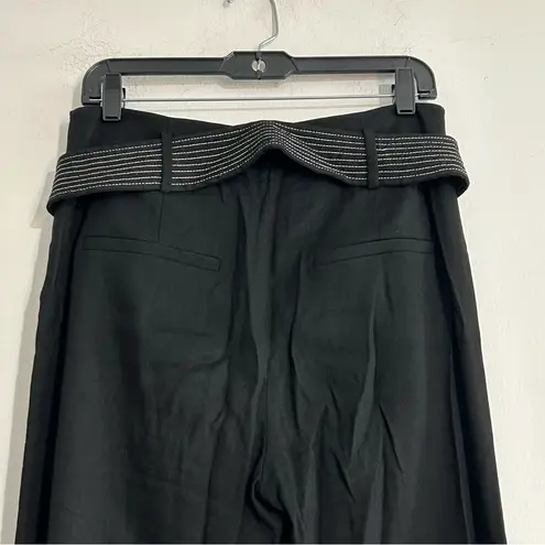 Veronica Beard Sunny Linen Blend Wide Leg Pants in Black Size 6