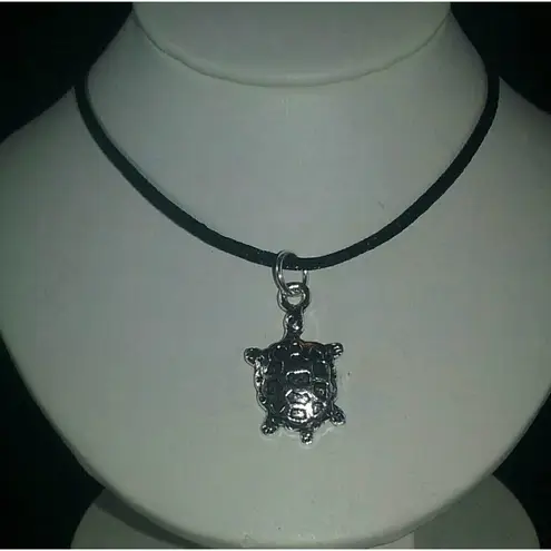 Hand Crafted Necklace Turtle Pendant Silk Cord #3