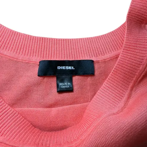 Diesel Coral Pink Knit Sweater Top Cutout Shoulder Detail Long Sleeve Large