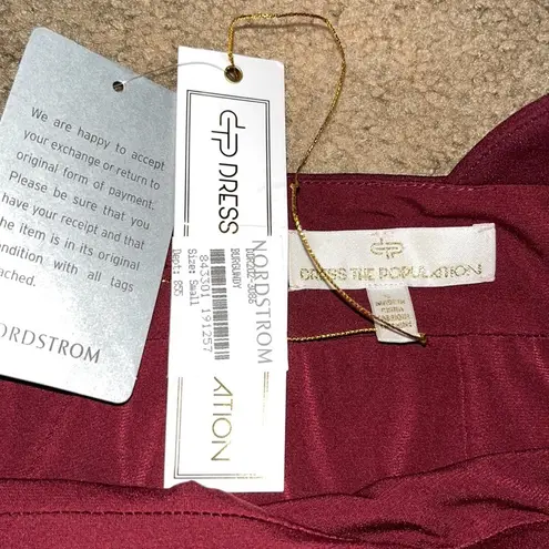 Dress the Population Camden Mermaid Hem Evening Gown Maxi Burgundy S