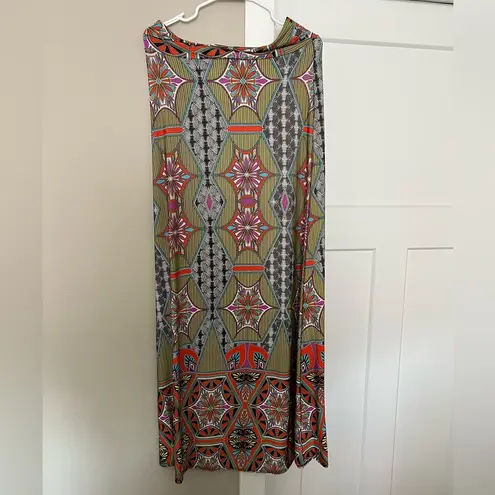 Green and Orange Maxi Skirt for Casual Wear Size L
