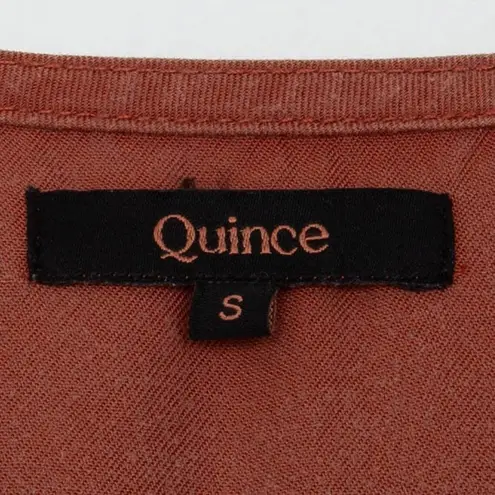 Quince Womens Rust Brown V Neck Short Sleeve Tencel Button Mini Dress Size S