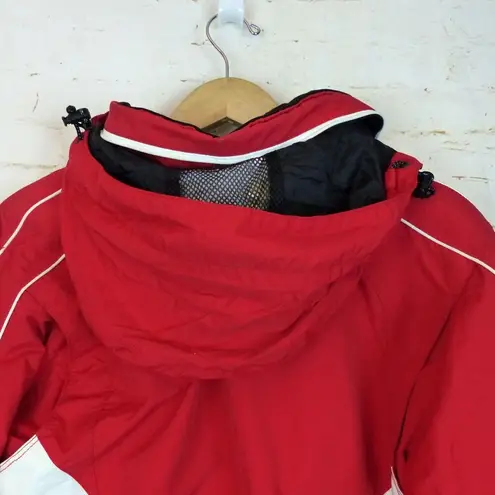 Obermeyer VTG Ski Jacket Women 10 Red White Velocity Hydro Block Hooded Gorpcore