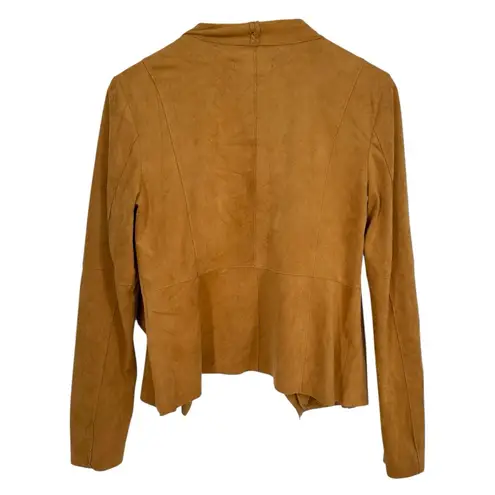 Bagatelle Sienna Brown Drape Front Faux Suede Jacket size Small Long Sleeve Soft