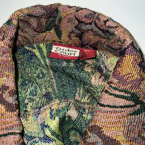 Tudor Court by Haband Vintage Woven Tapestry Floral Brocade Button Up Jacket Brown Size L
