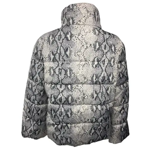 Betsey Johnson  Womens Gray Snake Skin Animal Ski Puffer Quilted Coat Jacket Sz S