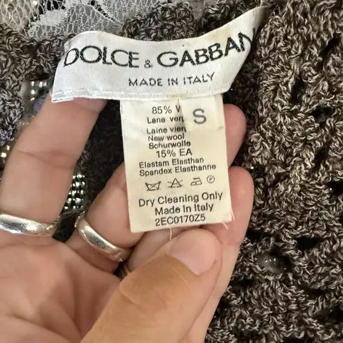 Dolce & Gabbana vintage 90s Crochet knit long sleeve crop Top small / XS